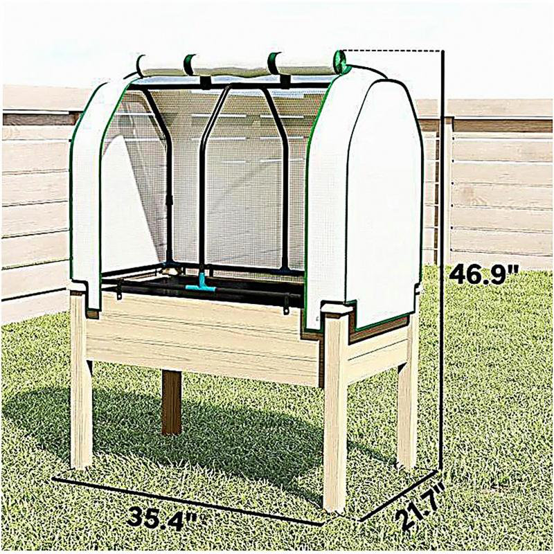 Compact Planter Box,Outdoor Raised Garden Bed, Natural Wood