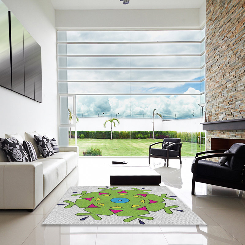 Tapis gris/vert à tisser électrique, Carré 4 pi