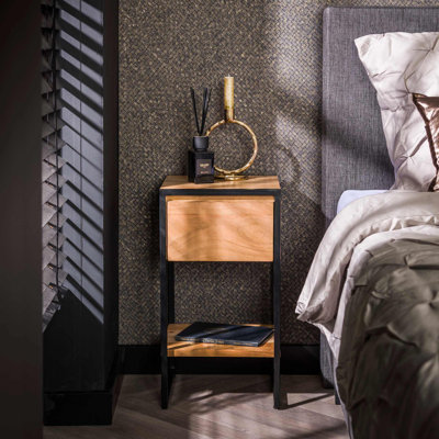 Adilen 30cm W Steel Bedside Table
