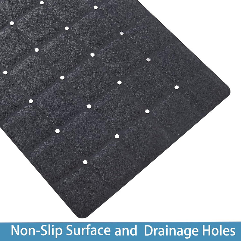 Tapis de baignoire pliable en silicone noir 35,8 po x 17,7 po
