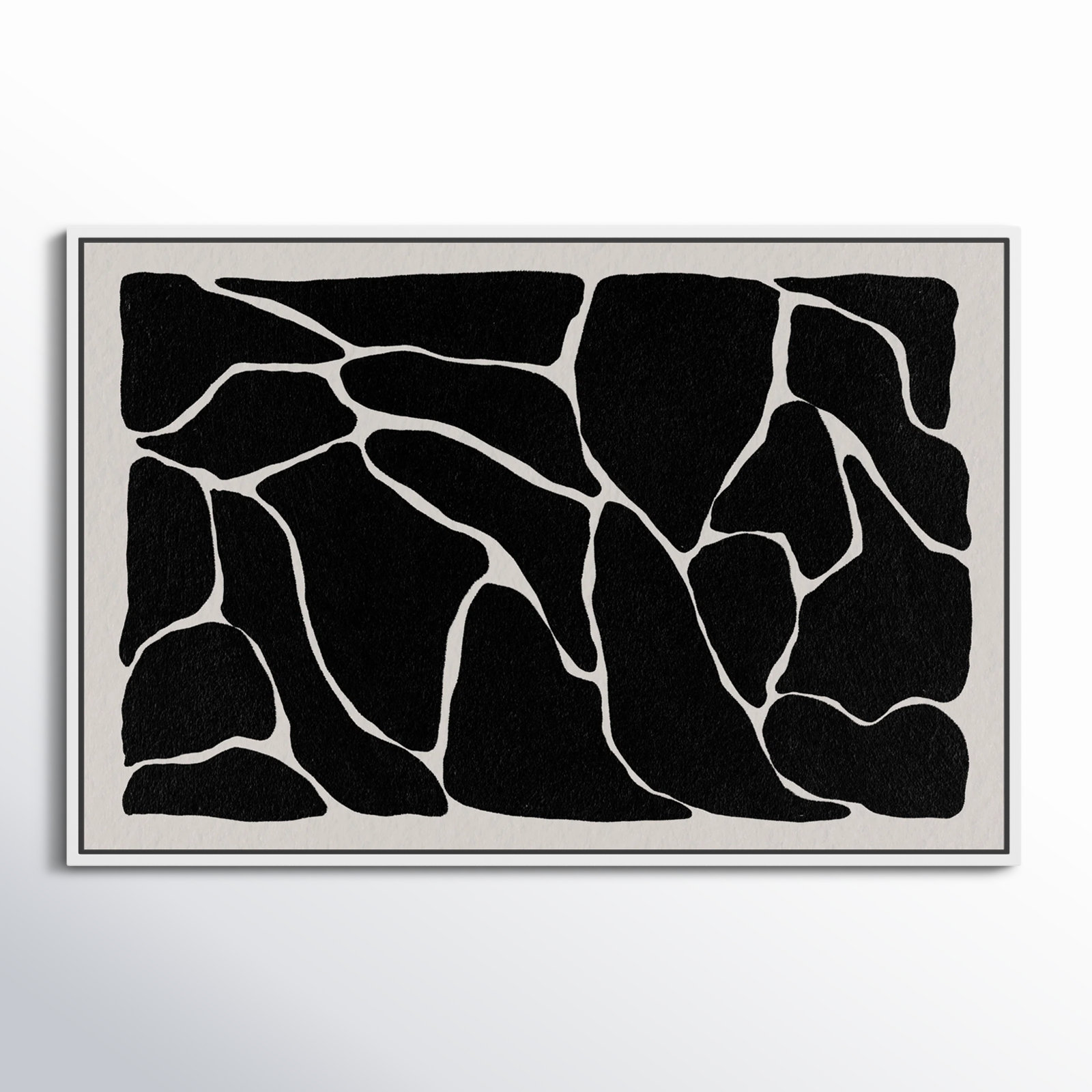 Abstract Black And White Giraffe Pattern, White, 37" H x 55" W