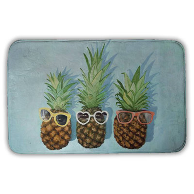 Summer pineapples Bath Mat with Non-Slip Backing - Quick Dry Memory Foam Bathroom Rug - Absorbent - Modern Plush Spa-Style - Machine Washable