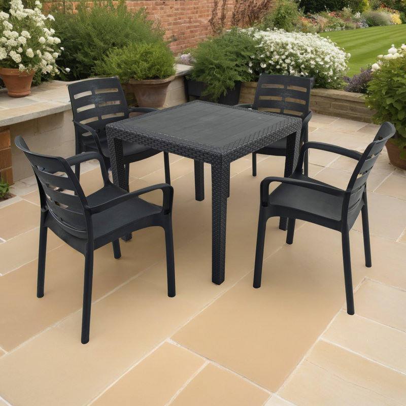 Schaffa Square Table with 4  Chairs Garden Set