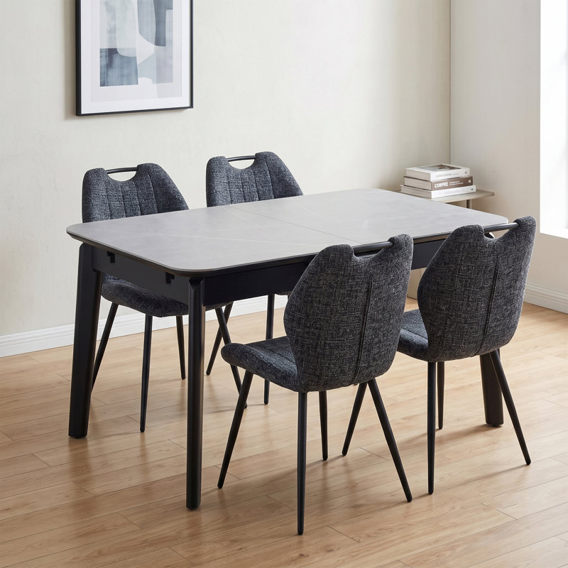 Valinda Extension Dining Set, Dark Grey