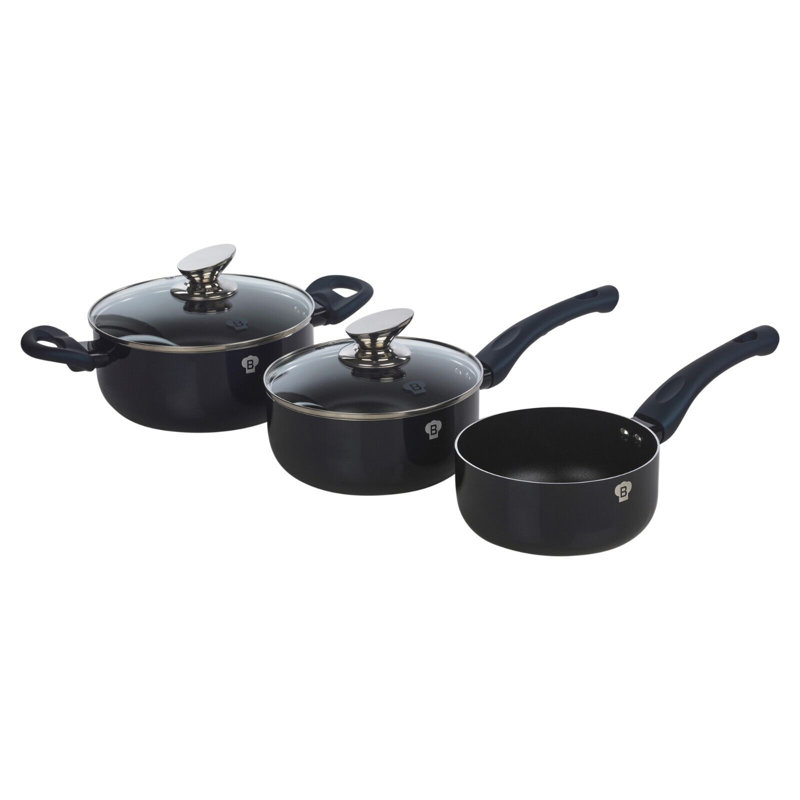5 - Piece Almunium Cookware Set, Matte Black