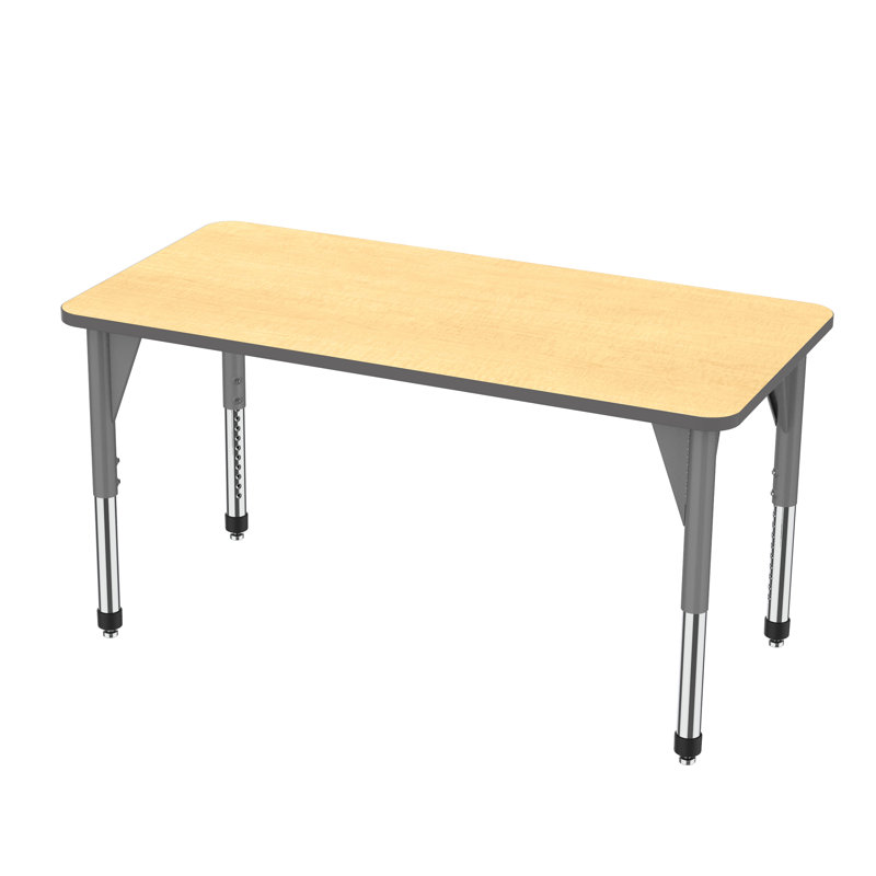 Table d'activité rectangulaire à hauteur réglable Premier Series, H 31 po x L 60 po x l 30 po, Érable fusion, Gris