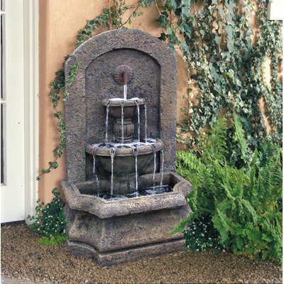Portofino Handcrafted Outdoor Concrete / Cement Weather Resistant Wall Base Fountain