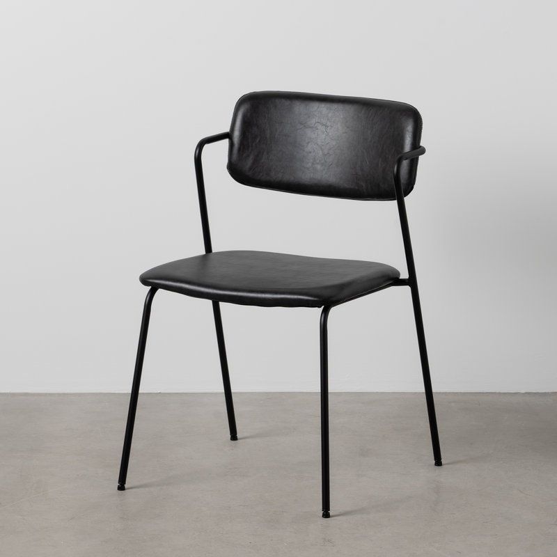 Noranne 48cm H Upholstered Metal Upholstered Back Side Chair in Black