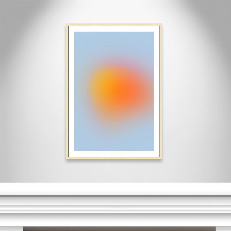 Imprimé néon orange brillant, Oui, H 41,5 po x l 29,5 po x P 1,25 po, Cadre photo doré simple