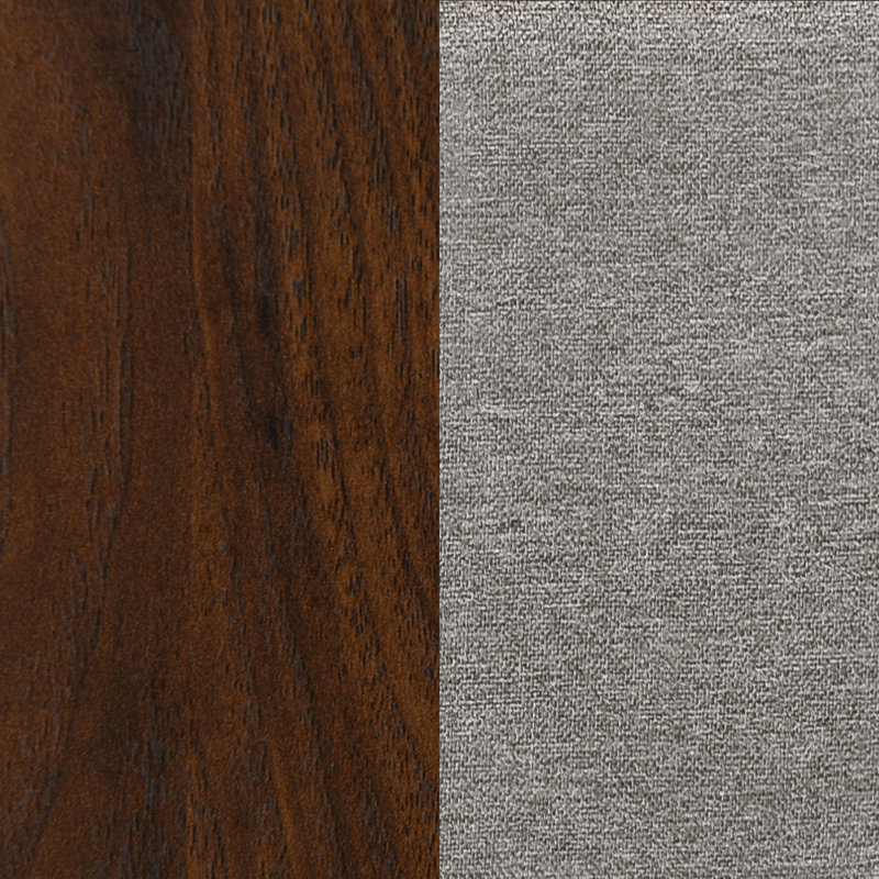 Grand lit à finition noyer, tête de lit tapissier, stratifié, panneau de mousse confortable en bois de style transitionnel, pieds de support centraux