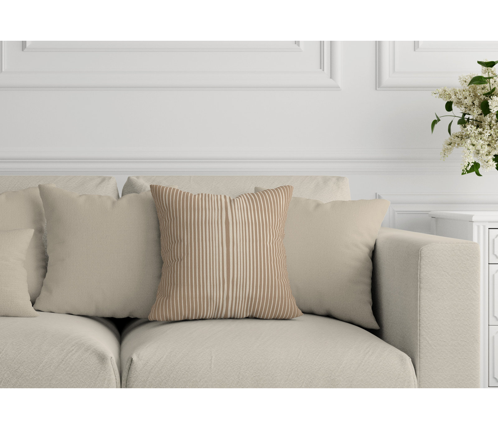 Ash Striped Indoor/Outdoor Throw Pillow, Umber, 20" x 20"
