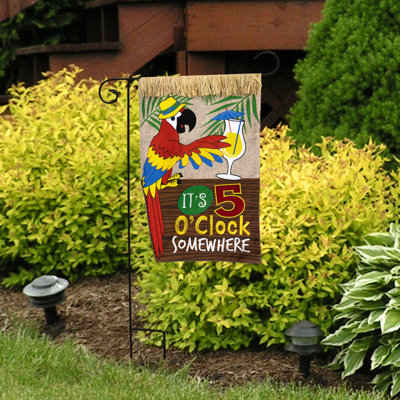 It's 5 O'Clock Summer Burlap Garden Flag