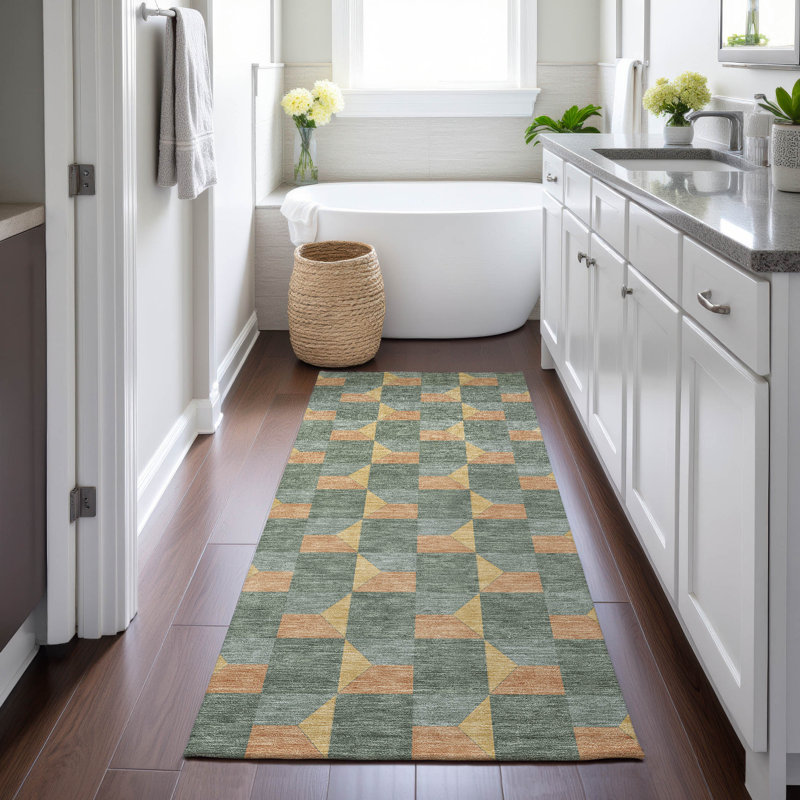 Machine Washable Indoor/Outdoor Chantille ACN2680 Geometric Rug, 2'3" x 7'6" Runner, Basil