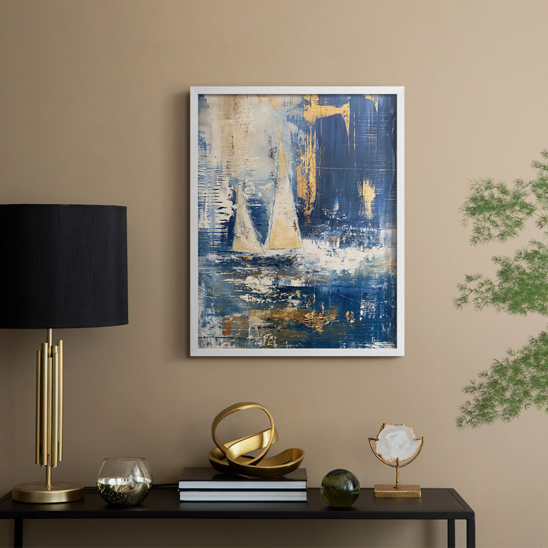 NAUTICAL Series CXCII - Impression encadrée de qualité supérieure - Prêt à être accroché - Aucun clou requis, Blanc
