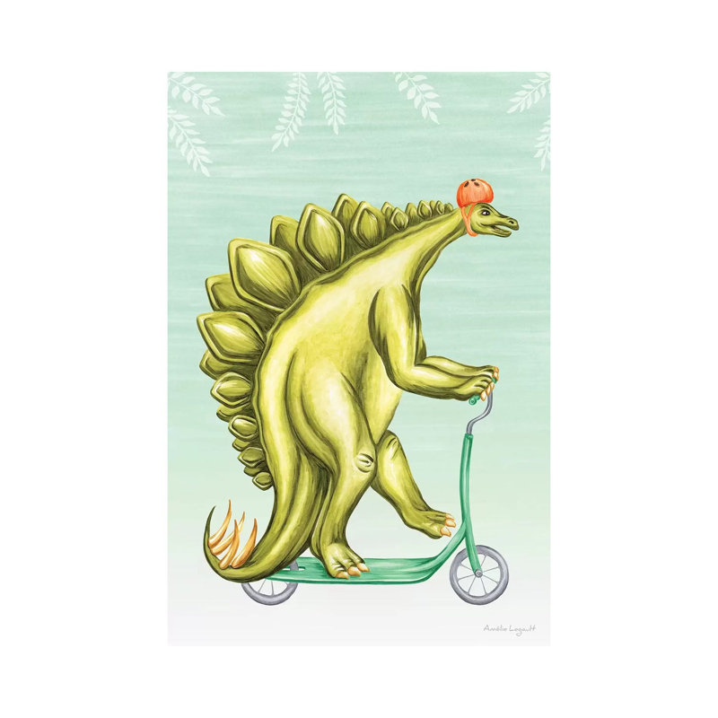 Stegosaurus On Scooter by Amélie Legault - Painting on Canvas, Wrapped Canvas, 152.4cm H x 101.6cm W x 3.81cm D