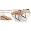 Repas chic: table en bois texturée en forme d'os de poisson avec supports en métal noir stables, paire de 4 chaises en tissu brun respirant et pieds durables et meubles durables: 55 po x 31,4 po x 30 po