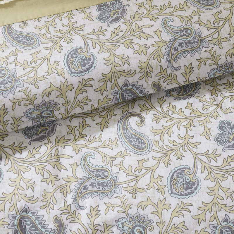 Ensemble d'édredon en percale de coton 9 pièces Dawn, Grand édredon et 8 pièces supplémentaires, Jaune