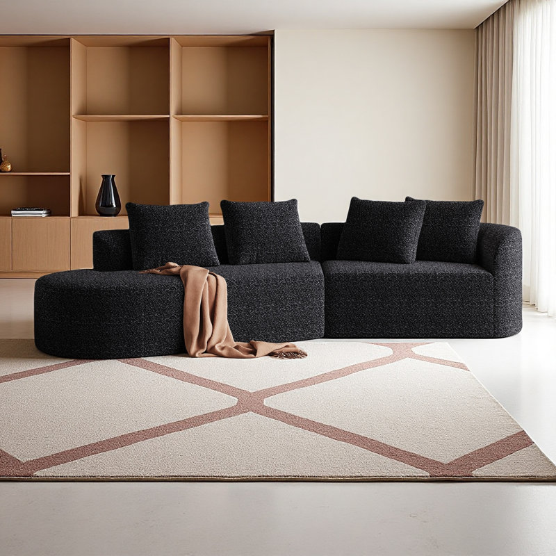 Canapé modulaire surdimensionné rembourré Modern, Orienté à droite, Noir