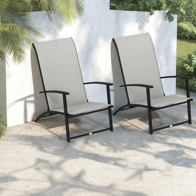 Portable Patio Dining Chairs, Metal High Back Modern Patio Set
