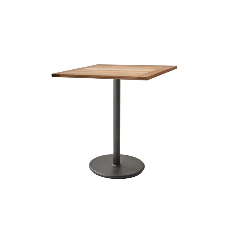 Go Outdoor Square Teak Table, Lava Gray, 29.6" W x 29.6" L x 41" H, Black