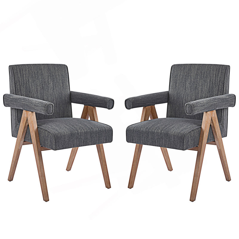 Fauteuil de salle à manger rembourré, Gris foncé