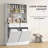 Kitchen Pantry Storage Cabinet with Charging Station and Tilt Out Trash Cabinets