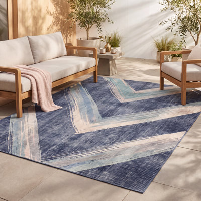Tapis Cloudbank moderne à rayures effet pinceau, bleu marine, turquoise, gris, crème et rose, antidérapant, à poils courts, pour l'intérieur et l'extérieur, adapté aux animaux domestiques, idéal pour le salon, la chambre, la salle à manger, l'entrée, le corridor, le bureau, la cuisine, les zones de passage intense, facile à nettoyer, imprimé, ultra doux, à bords ourlés et lavable.
