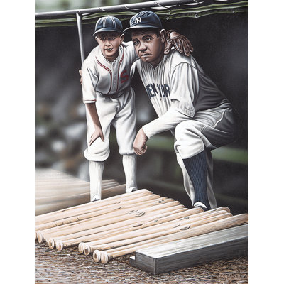 «Babe Ruth and the Bat Boy» par Darryl Vlasak, reproduction de photo sur toile tendue