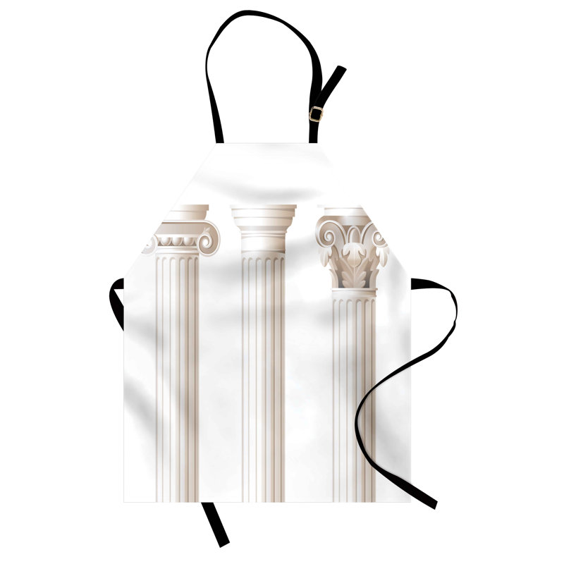 East Urban Home Digital Apron Unisex, Ionic Doric and Marbles, Adult Size, Coconut