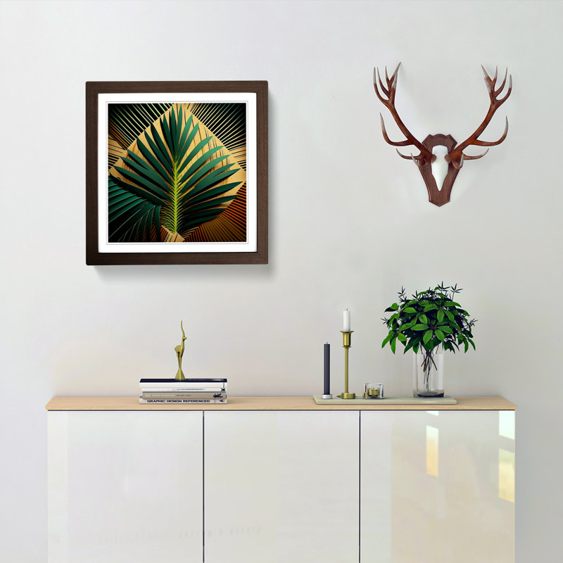 Palm Leaf Constructivism - Framed Print, Walnut