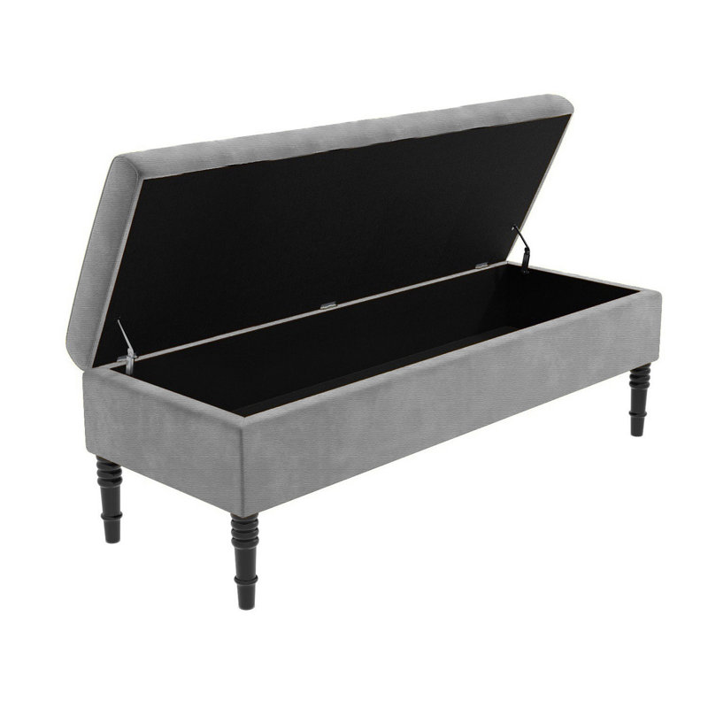 Safar Plain Ottoman Storage Bench – Upholstered Naples Shoe Bench with Black Turned Wooden Legs, 40cm H x  90cm W x 40cm D