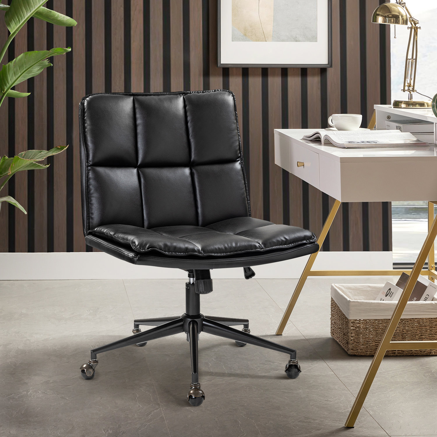 Wade Logan® Cambrynn Leather Swivel Tilting Task Office Chair & Reviews ...