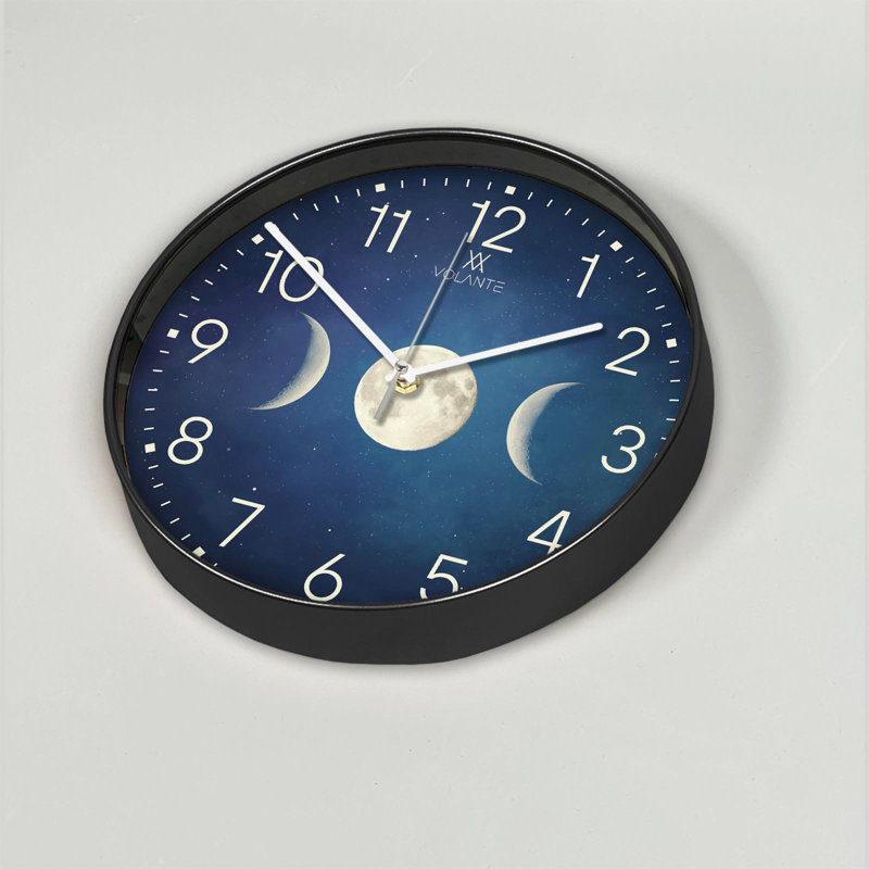 Cobleskill Elegant Decorative Wall Clock, 12 in Diameter, 1.8 in Thick | 100% Plastic Frame, Real Glass Cover | Perfect for Home Décor, Living Room, and Office | Stylish Timepiece with Modern Design