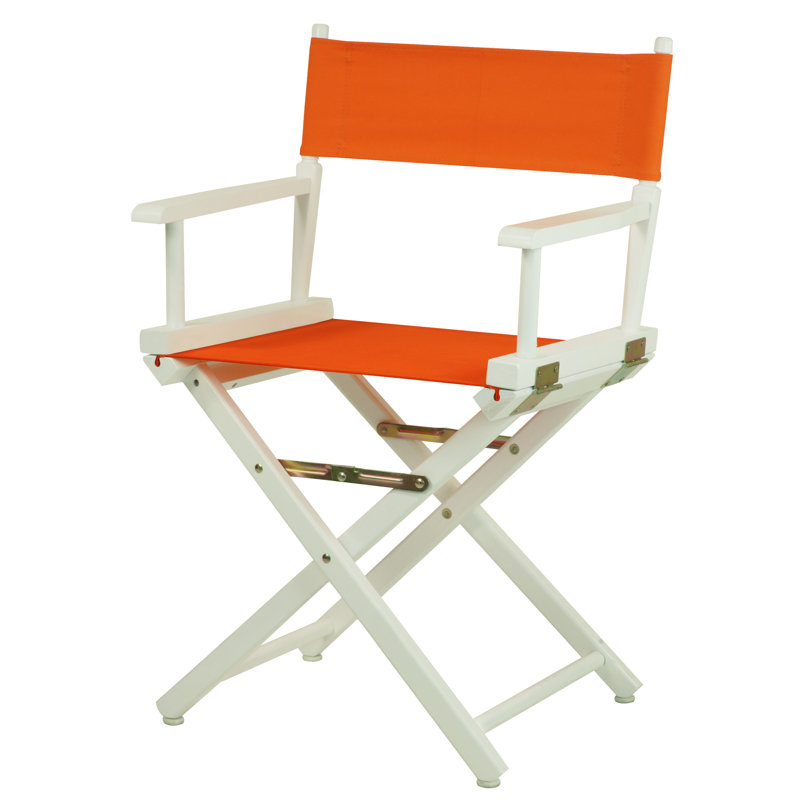 Chaise de réalisateur pliante 18 po, Mandarine, Blanc