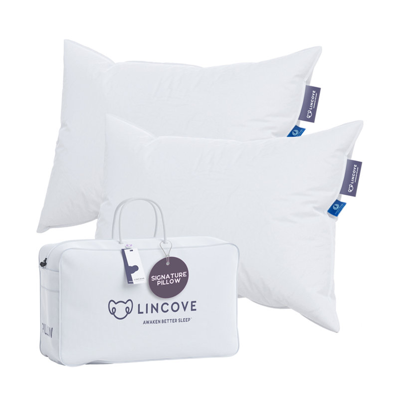 Oreiller de luxe luxueux 100% en duvet de lin Signature Lincoln - Fermeté pour les dormeurs latéraux - Capacité de bourre 800 - Coquille 100% coton