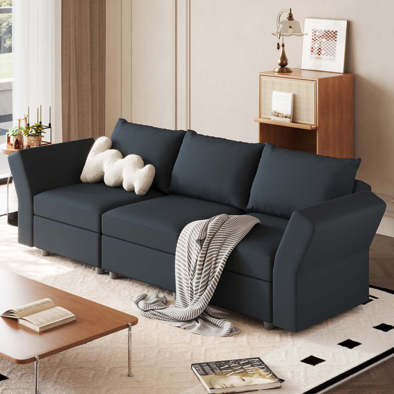 Canapé modulaire rembourré 3 pièces 90 po BOX MODULE STO SOFA, H 26,5 po x l 90 po x P 31,5 po