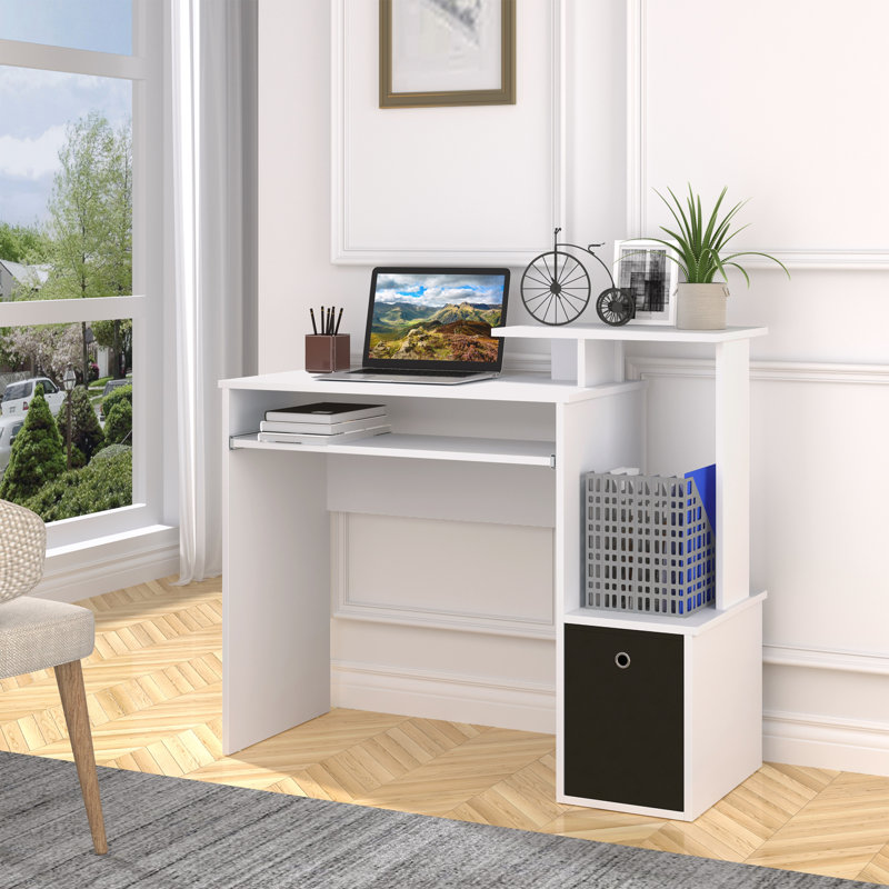 Cravens Computer Desk, White/White