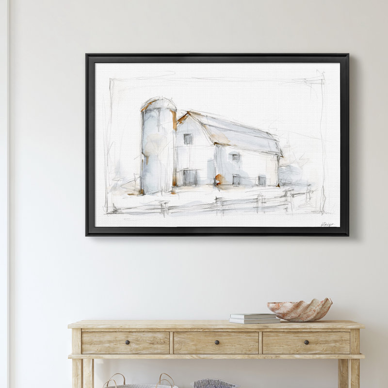 " Barnyard Pencil Sketch II ", Black, 30.5'' H x 42.5'' W x 1.25" D