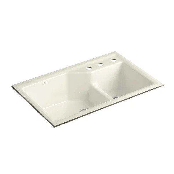 Indio® 33" L x 21.125" W Double Basin Undermount Kitchen Sink with Accessories, 3 hole, Black