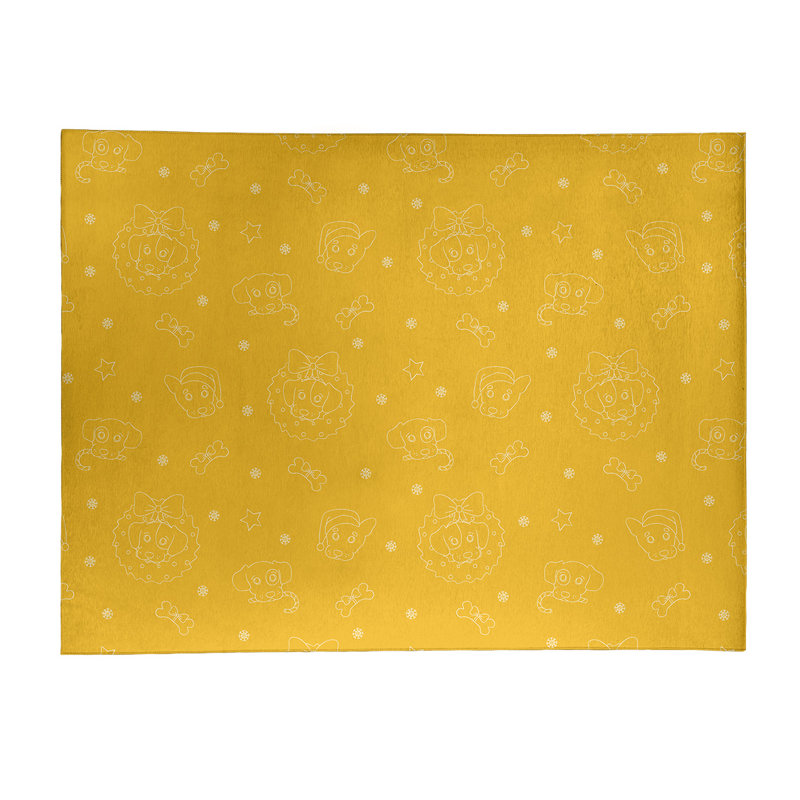 Tapis jaune fait main, Rectangle 5 pi x 7 pi