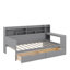 Lit de jour en bois avec tablettes de rangement, lit multifonctionnel avec deux tiroirs de rangement et bureau d'étude-711080555