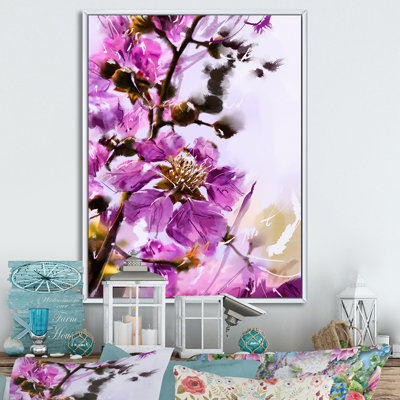 Fleurs mauves II - Peinture