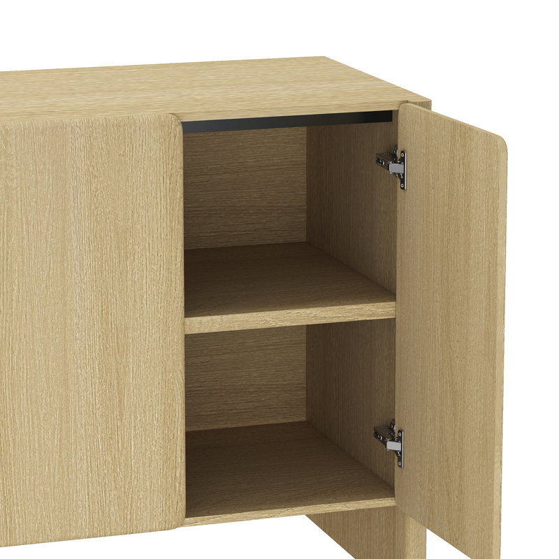 Linda Buffet moderne avec 4 tablettes réglables en chêne naturel, Chêne naturel