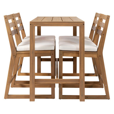 5-Piece Rustic Acacia Wood Patio Dining Set