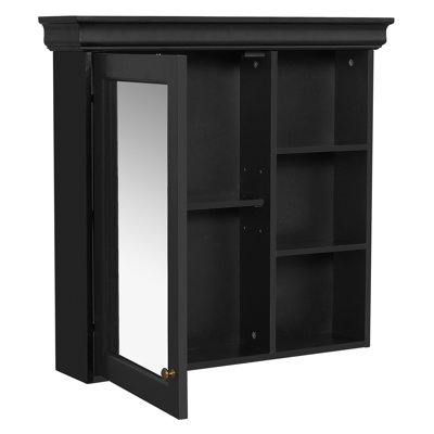 Armoire à pharmacie de salle de bain avec miroir, armoire à miroir murale avec rangement, armoire de rangement noire au-dessus de la toilette pour salle de bain