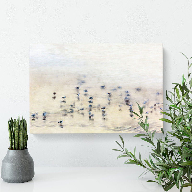 Seagulls Upon The Beach Painting - Wrapped Canvas, 60cm H x 91cm W x 3cm D