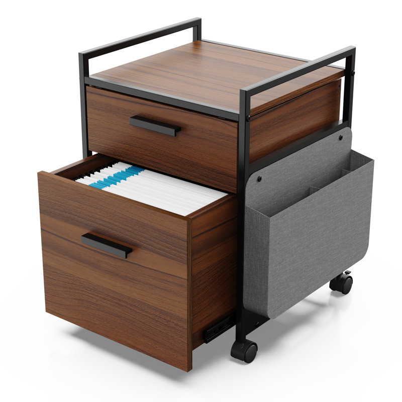 43.5cm Wide 2 -Drawer Mobile File Cabinet, Walnut/Black