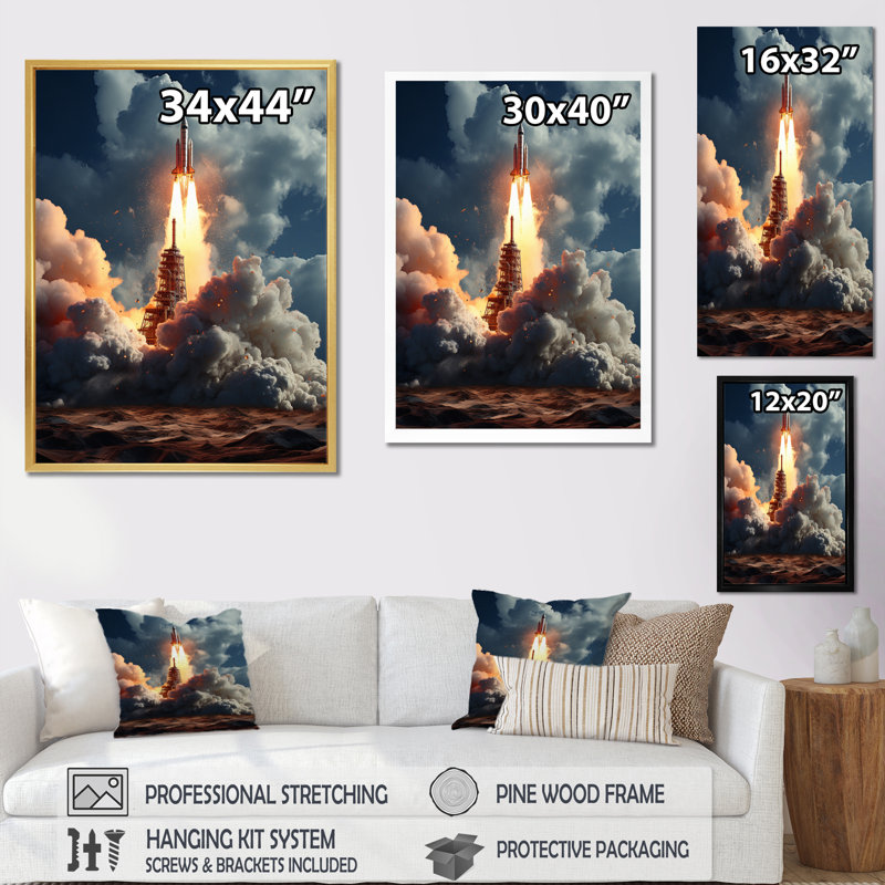 " Rocketship Launch II ", 12" W x 20" H, Wrapped Canvas