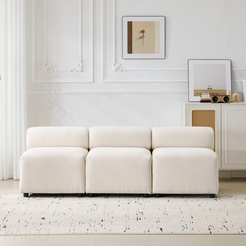 Basic Sectional Sofa, 3-Piece 3 Seater Modular Couch  Sofa