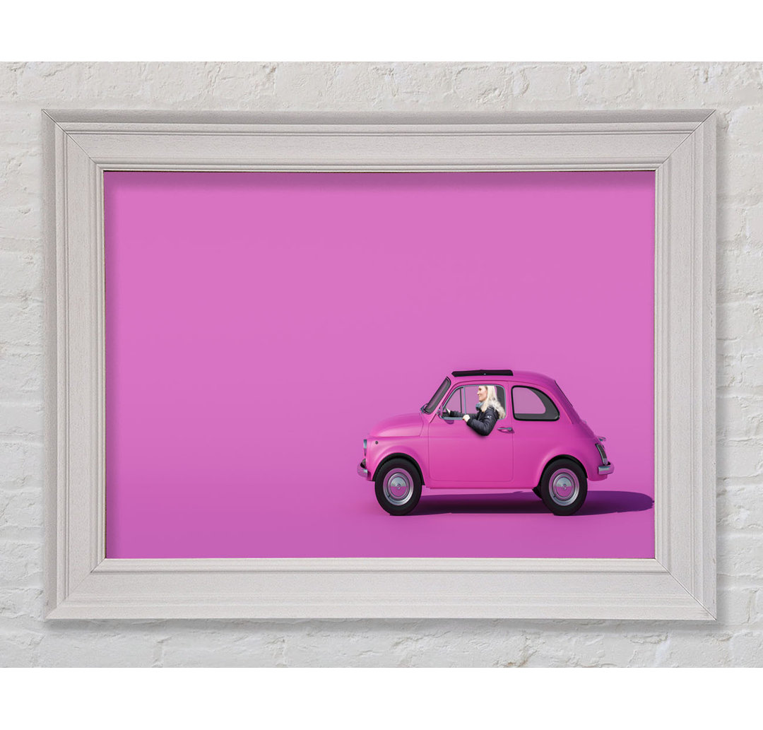 Rosa Fiat 500 Classic Gerahmter Druck